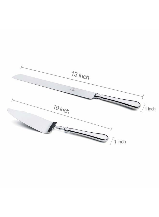 OTW PAVILION Stainless Steel Silverware Wedding Cake Knife and Server Set,13 Inch Cake Knife and Pie Server for Party Wedding Birthday(2-Piece) - Image 2