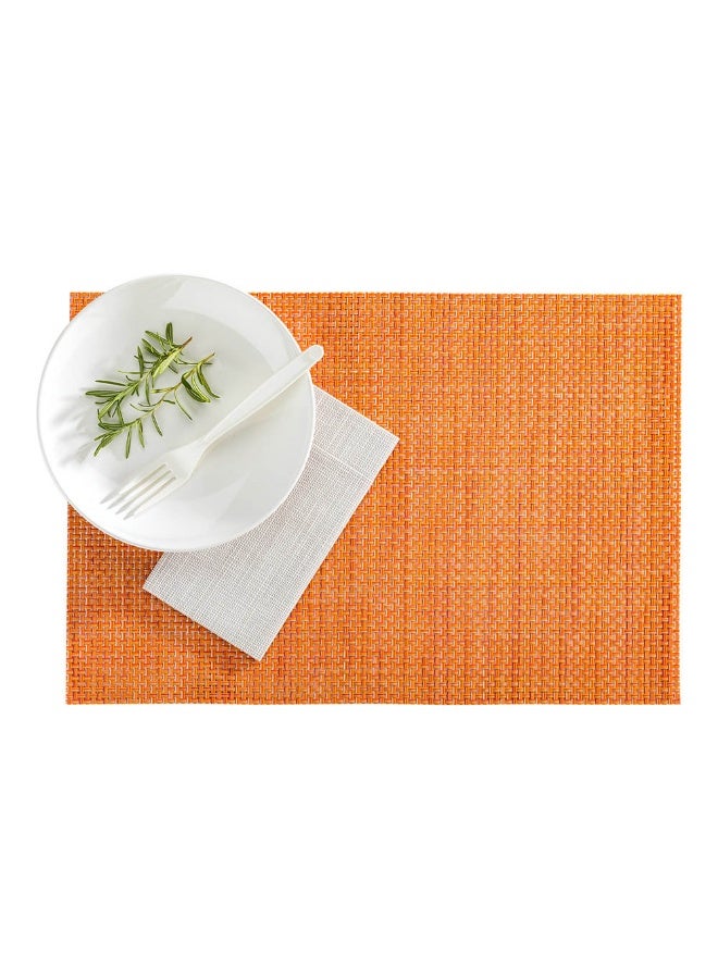 Restaurantware Amalfi 16 x 12 Inch Plastic Placemats, Set Of 6 Basketweave Outdoor Placemats - Heat Tolerant, No Stain, Papaya Inspired Finish Vinyl Table Placemats, Waterproof, Easy To Clean - Image 2