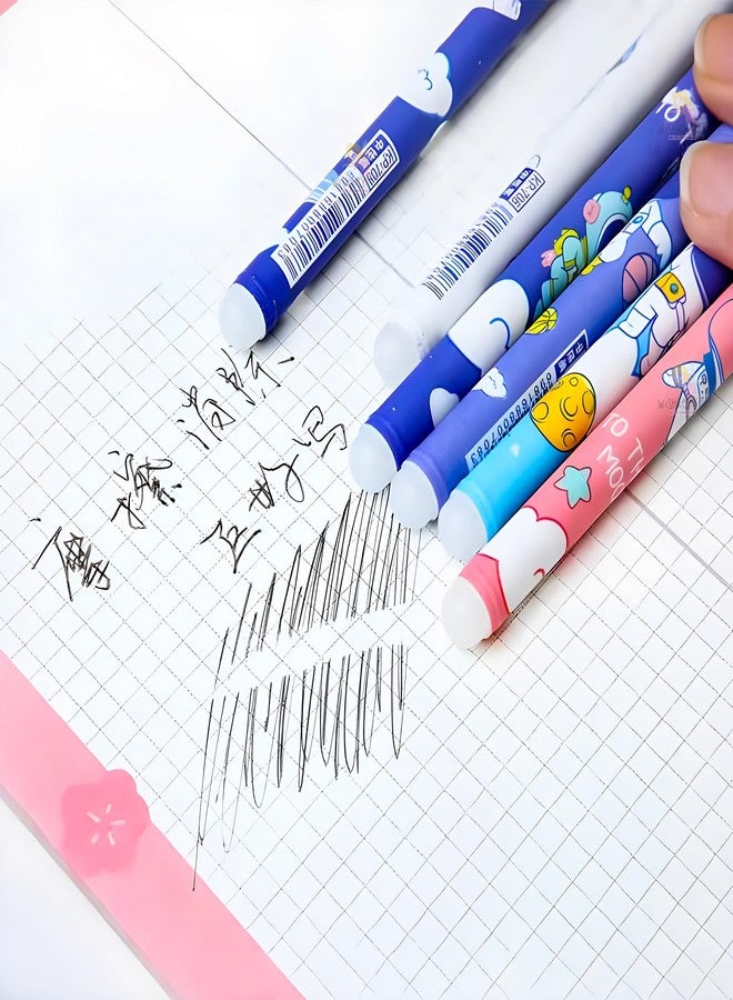 WISHKEY Plastic Astronaut Theme Pens for Kids, Erasable Ink 0.5mm Stationery Gel Pen Set for Girls & Boys, Adorable Colorful Pen for Project Work, Journal, Art and Craft, Blue Ink, 8+Years (Set of 12) - Image 4