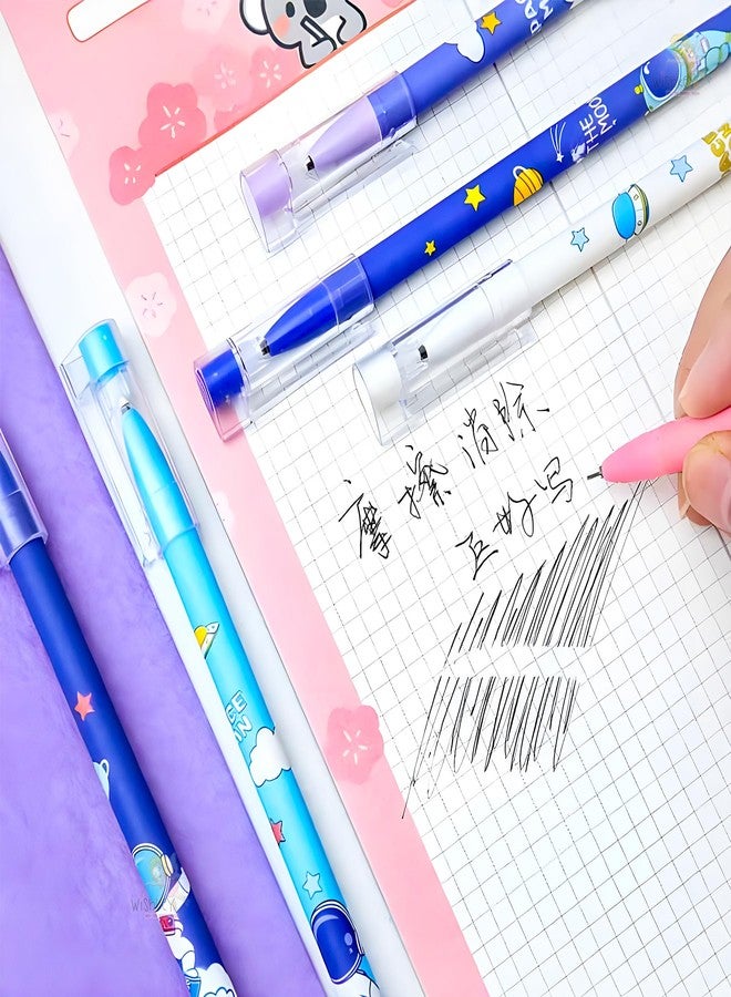 WISHKEY Plastic Astronaut Theme Pens for Kids, Erasable Ink 0.5mm Stationery Gel Pen Set for Girls & Boys, Adorable Colorful Pen for Project Work, Journal, Art and Craft, Blue Ink, 8+Years (Set of 12) - Image 3
