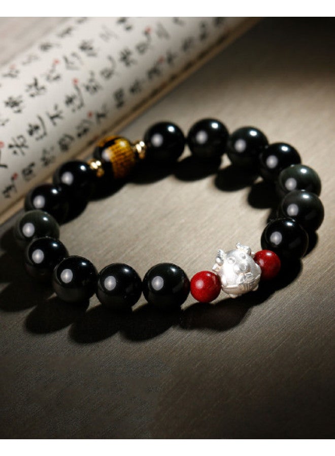 ريد سوار نسائي من العقيق الأحمر للثروة، سوار رجالي من حجر السبج الأسود، سوار للأزواج والعشاق، هدية ميمونة - Image 1