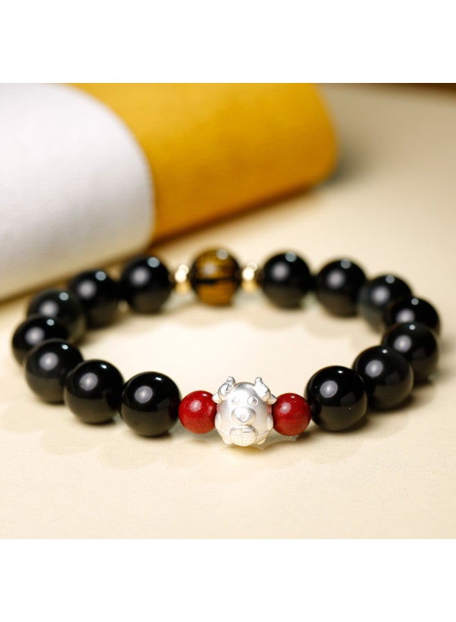 ريد سوار نسائي من العقيق الأحمر للثروة، سوار رجالي من حجر السبج الأسود، سوار للأزواج والعشاق، هدية ميمونة - Image 2