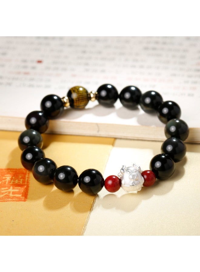 ريد سوار نسائي من العقيق الأحمر للثروة، سوار رجالي من حجر السبج الأسود، سوار للأزواج والعشاق، هدية ميمونة - Image 3