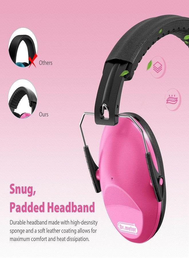 دكتور ميتر واقيات أذن دكتور ميتر لتقليل الضوضاء 27NRR، سماعات رأس عازلة للضوضاء للأطفال المصابين بالتوحد مع عصابة رأس قابلة للتعديل - حماية أذن الأطفال في الطائرات والألعاب النارية والحفلات الموسيقية ومباريات كرة القدم - لون أحمر وردي - Image 4