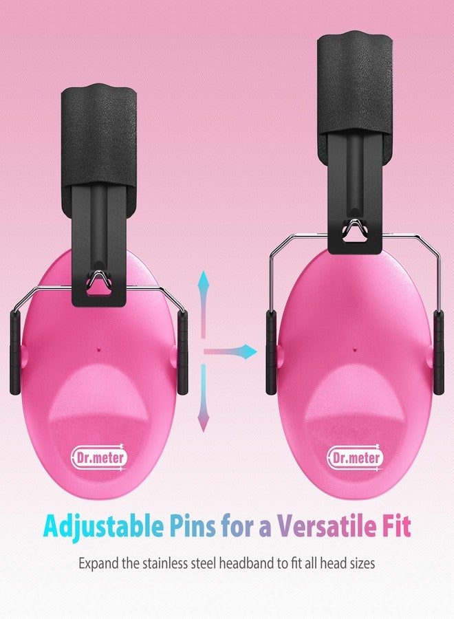 دكتور ميتر واقيات أذن دكتور ميتر لتقليل الضوضاء 27NRR، سماعات رأس عازلة للضوضاء للأطفال المصابين بالتوحد مع عصابة رأس قابلة للتعديل - حماية أذن الأطفال في الطائرات والألعاب النارية والحفلات الموسيقية ومباريات كرة القدم - لون أحمر وردي - Image 2