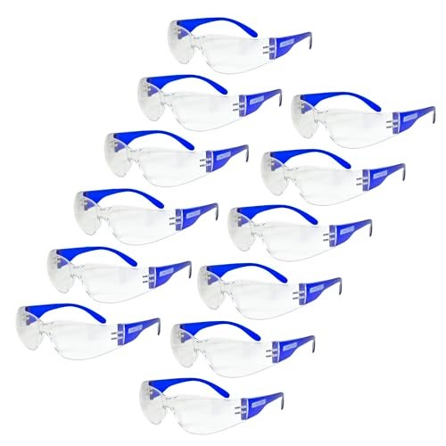 JORESTECH Eyewear Protective Safety Glasses Polycarbonate Impact Resistant Lens Pack of 12 ClearBlue