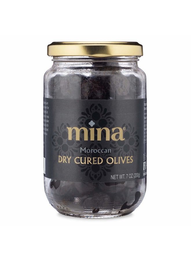 Mina Dry Cured Black Beldi Olives, Premium Handpicked and Naturally Cured in Morocco - Gluten Free, Low Carb, Vegan - Great Keto Snacks to Go, 7 oz - Image 1