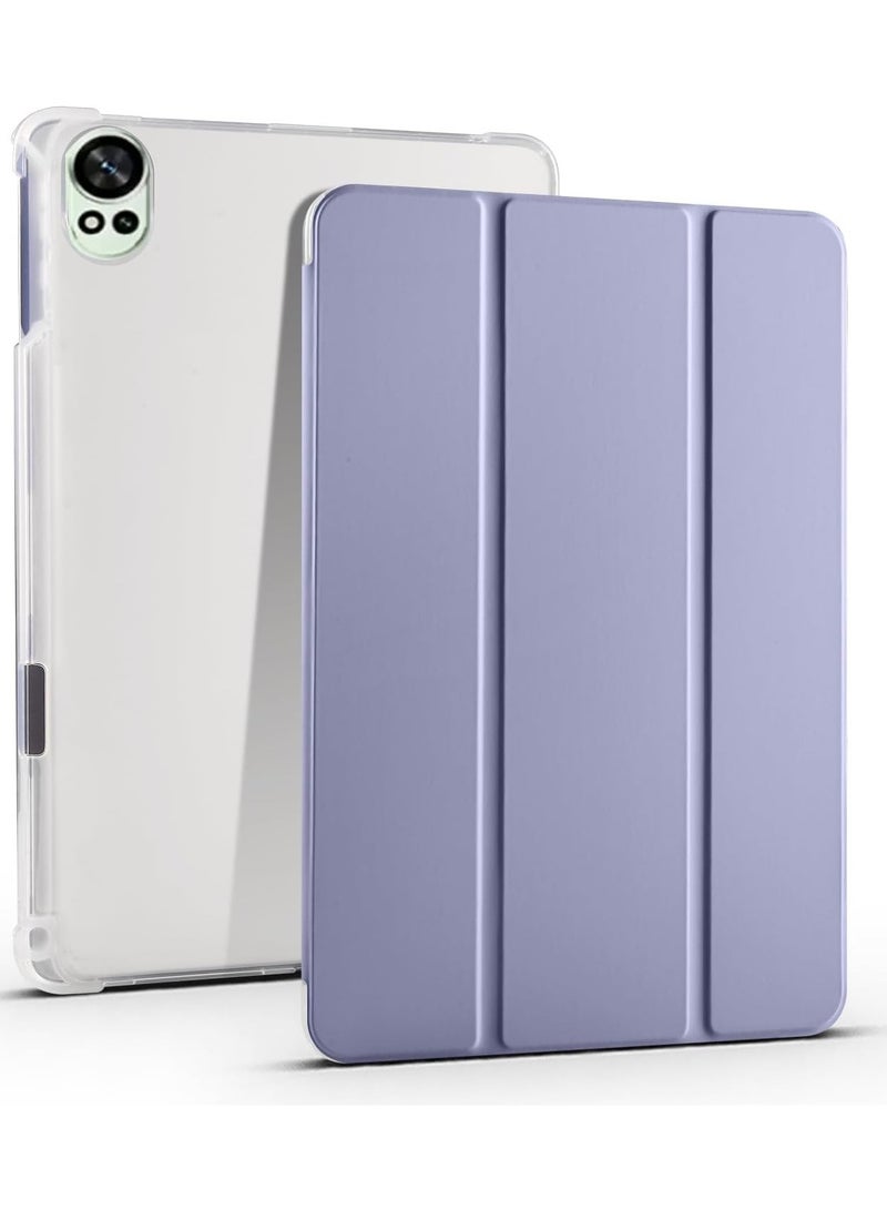 VKL Case Compatible with Huawei MatePad Air (2024) 12.0 inch,Smart Slim Trifold Stand Auto Sleep/Wake Cover with Pencil Holder, Clear Transparent Back Shell (Lavender)