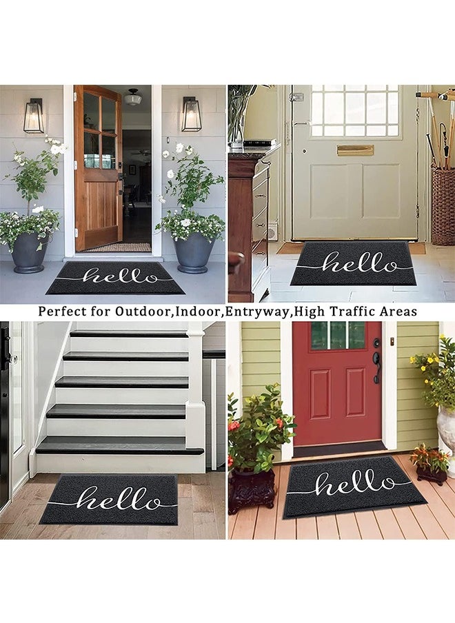 Door Mat (75x45cm,Black), Durable Welcome Mat Low Profile Floor Mat Front Doormat Indoor Outdoor Doormat Non Slip Rugs for Entryway, Patio, High Traffic Areas