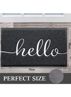 Garlo Door Mat (75x45cm,Black), Durable Welcome Mat Low Profile Floor Mat Front Doormat Indoor Outdoor Doormat Non Slip Rugs for Entryway, Patio, High Traffic Areas  - Image 2