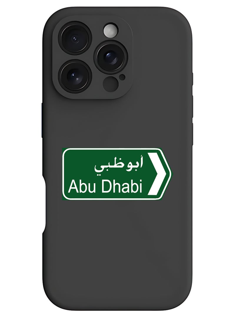 Theodor iPhone 16 Pro Black Protective Slim Fit Case Liquid Silicone Cover with Full Body Protection Anti-Scratch Shockproof Case For iPhone - abudhabi sign board - Image 1