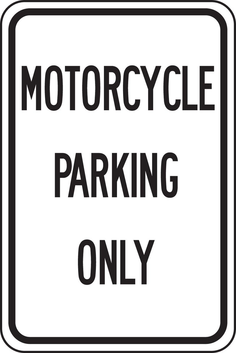 Accuform FRP246RA Engineer-Grade Reflective Aluminum Parking Sign, Legend "Motorcycle Parking ONLY", 18" Length x 12" Width x 0.080" Thickness, Black on White - Image 2