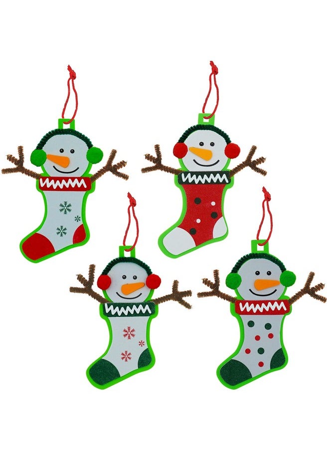 4E's Novelty 4E's Novelty Foam Christmas Snowman Stocking Ornament Craft (12 Pack) Christmas Crafts for Kids Toddlers 4-8, 8-12 Foam DIY Craft Kit Bulk  - Image 1