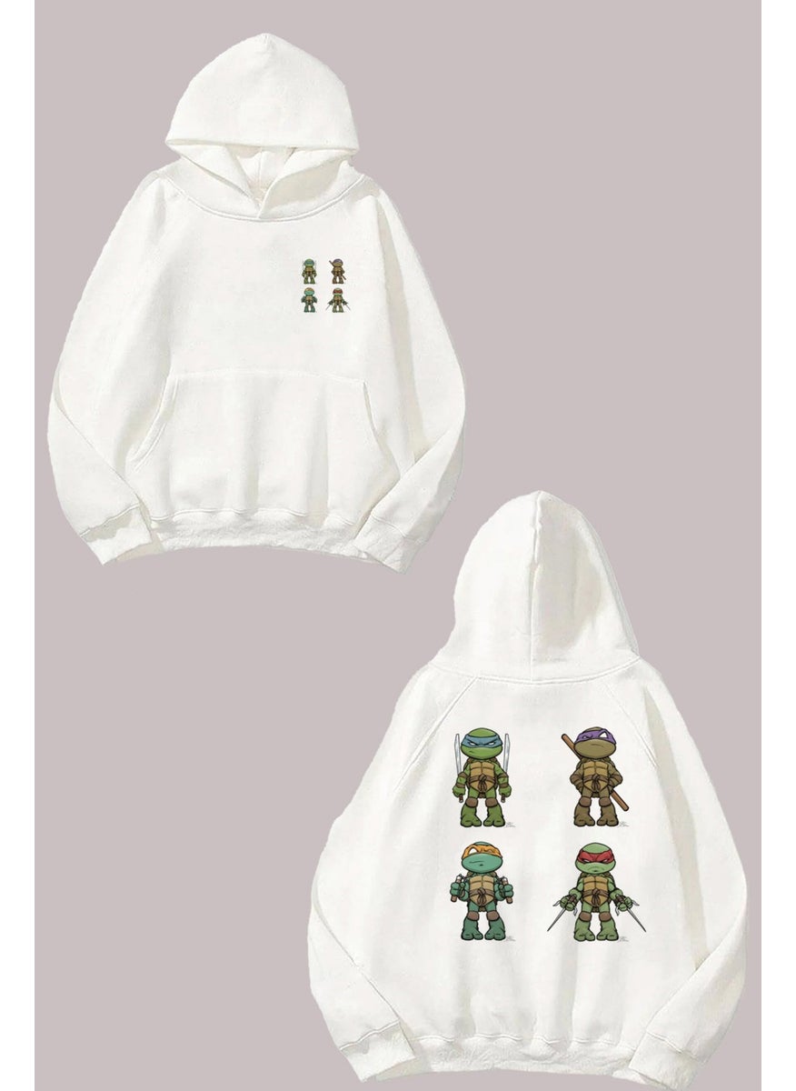 The Wert - Unisex Ninja Turtles Team Design Front Back Printed Regular Fit White Sweatshirt - Image 1