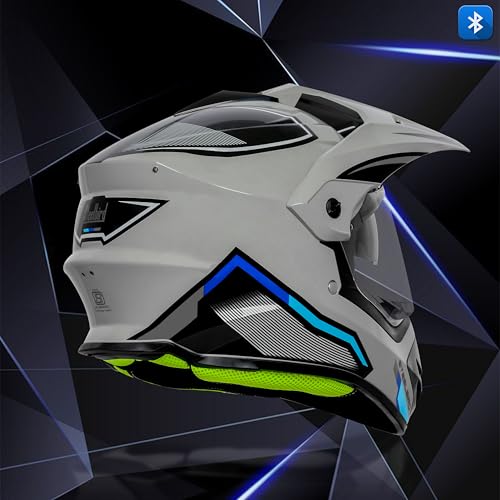Steelbird SBH-13 Racer Bluetooth Off Road ISI Certified Motocross Double Visor Full Face Helmet Outer Clear Visor and Inner Smoke Sun Shield (Large 600 MM, Glossy Titanium Grey Grey) - Image 5
