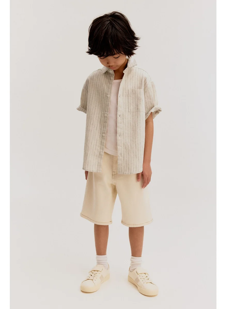 اتش اند ام Short-Sleeved Linen-Blend Shirt