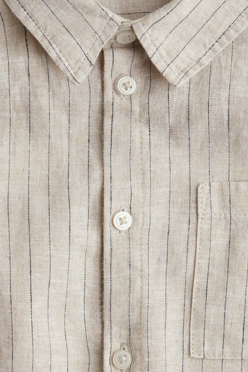 H&M Short-Sleeved Linen-Blend Shirt
