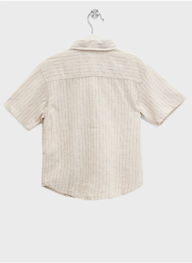 H&M Short-Sleeved Linen-Blend Shirt