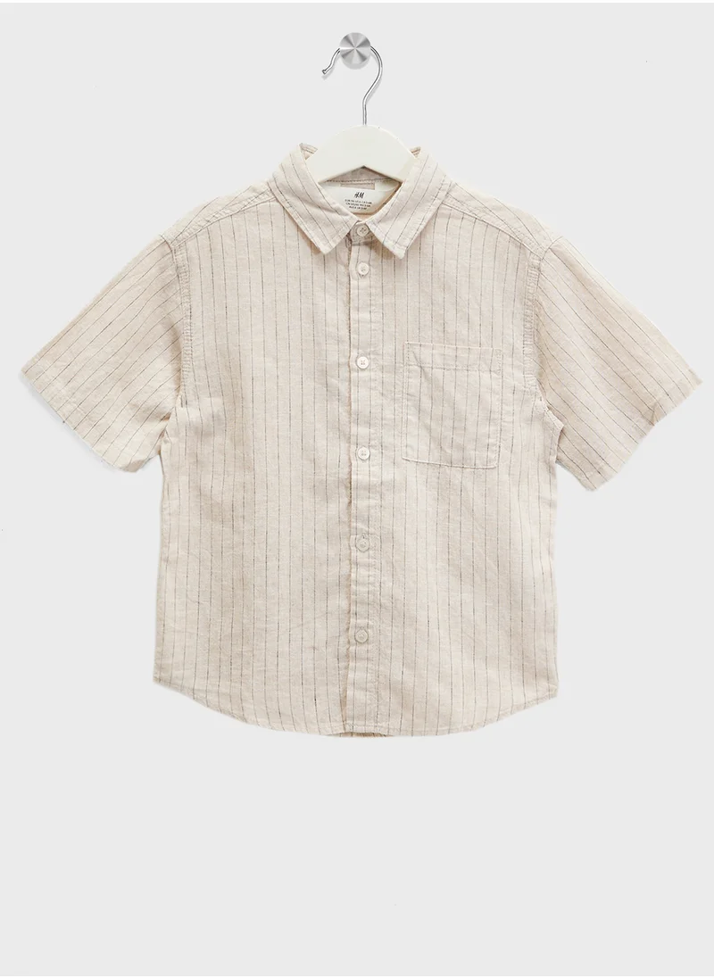 H&M Short-Sleeved Linen-Blend Shirt