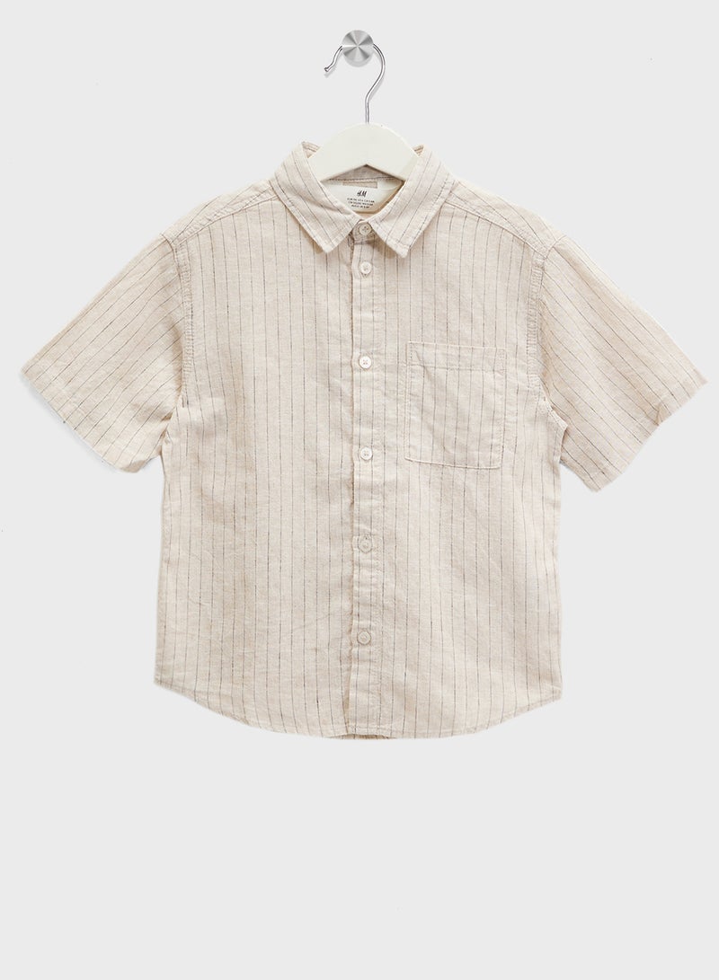 H&M Short-Sleeved Linen-Blend Shirt - Image 1
