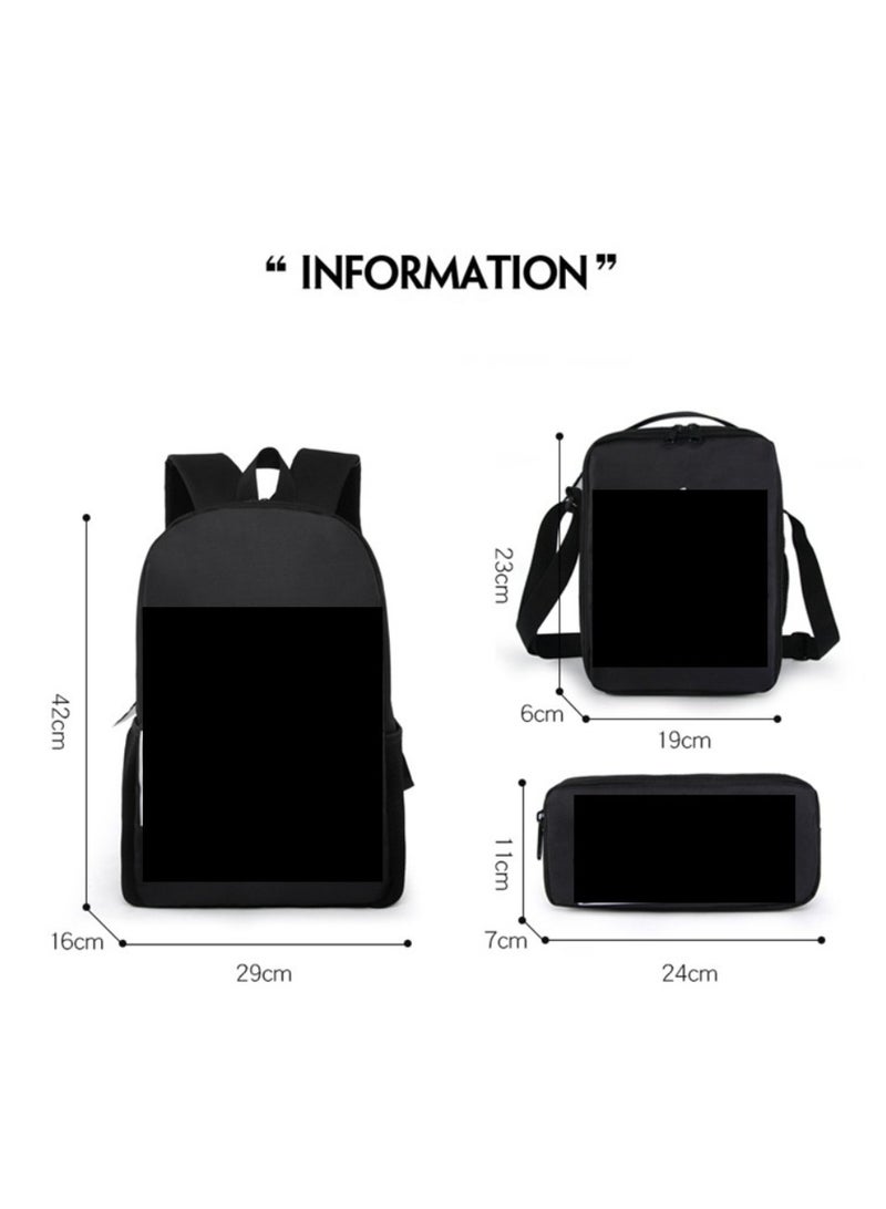 Student large capacity backpack cartoon backpack shoulder bag shoulder bag pencil case three piece set - Image 2