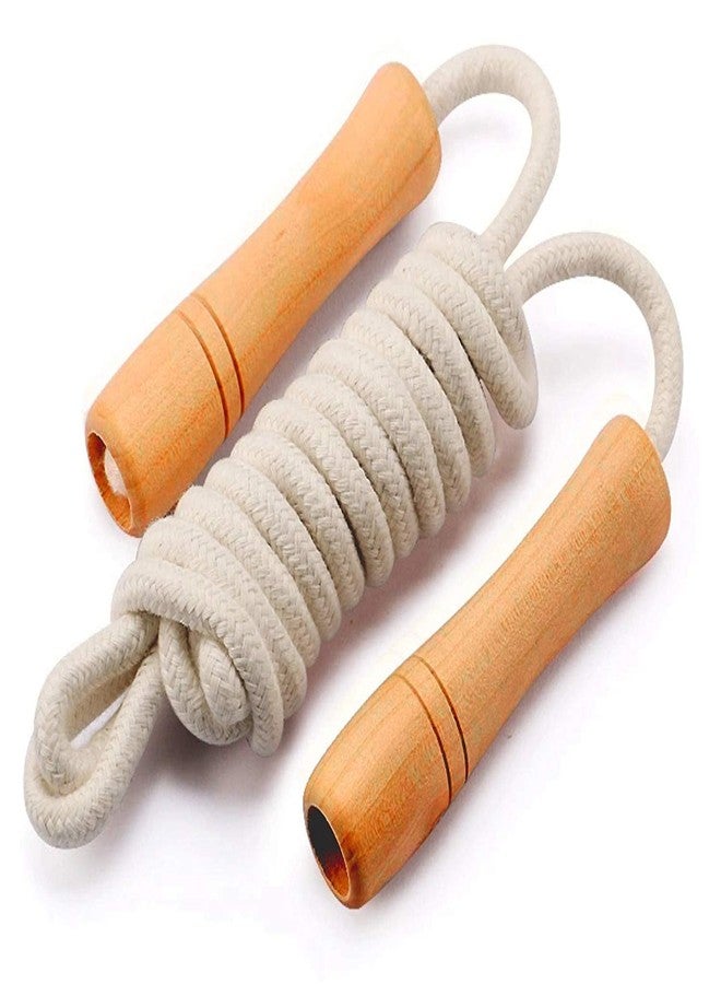 MOVEX Morex Wooden Jumping Skipping Rope | Unisex Fitness & Workout Essential | | Adjustable Length & Durable Brown Handles & White Rope | Perfect for Cardio, Exercise, and Skipping Training - Image 2