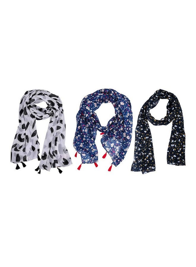 Magic MAGIC Printed Combo Scarfs for Girl's, Ladies and Women Light Weight and Soft Poly Cotton Fabric Scarves (Multicolor,S05-(Pack of 3) - Image 1