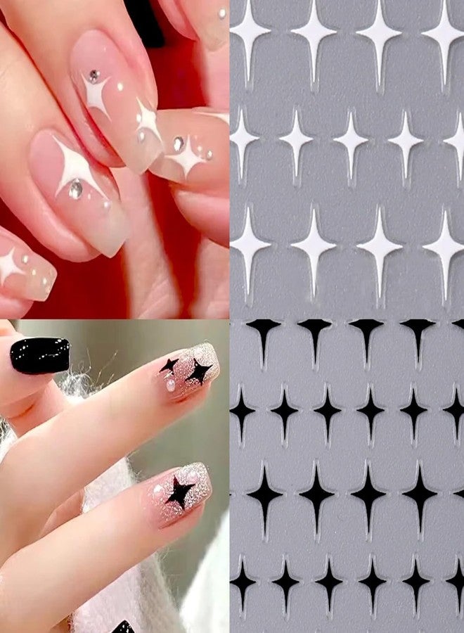 Charmark Star Nail Art Stickers: Rhinestone Decals - 3D Silver, Gold, Black & White - Self-Adhesive DIY Acrylic Nail Art Supplies - 6 Sheets - Image 3
