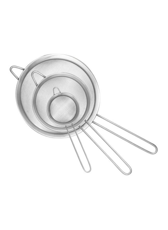 ALBERTO 3-Piece Stainless Steel Strainer Set Silver - Image 2