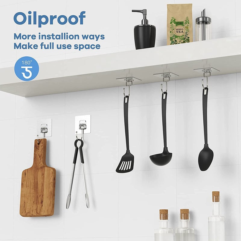 JHEPCOIN Self Adhesive Wall Hooks PVC Waterproof Big Adhesive Heavy Duty Sticky Stainless Steel Hooks Hanging Capacity 10KG Multipurpose Home Storage Pack of 5 - Image 3
