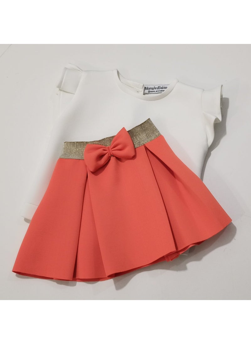Moms And Babies Children's Blouse Skirt Set Children's Double Skirt Set Orange - Purple - White Diving Fabric 0 - 5 Years  - Image 3