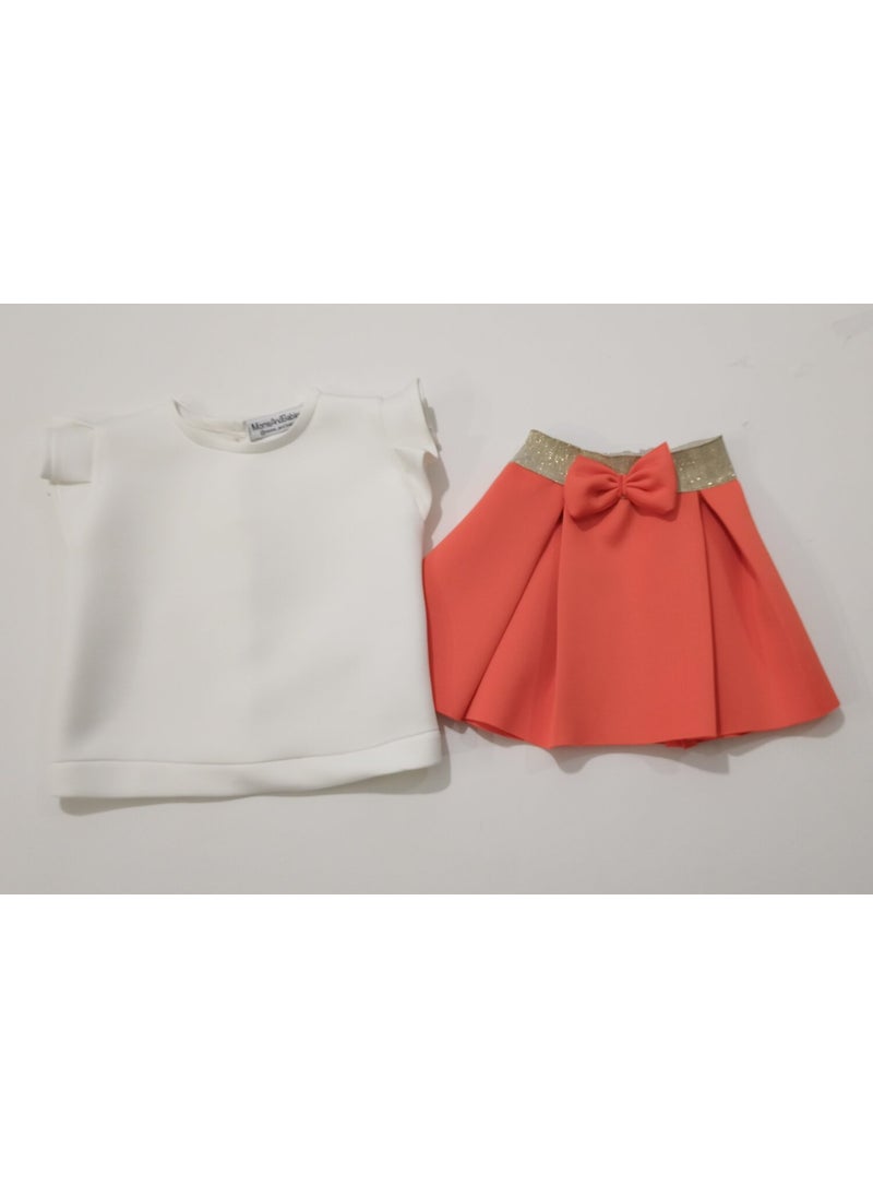 Moms And Babies Children's Blouse Skirt Set Children's Double Skirt Set Orange - Purple - White Diving Fabric 0 - 5 Years  - Image 5