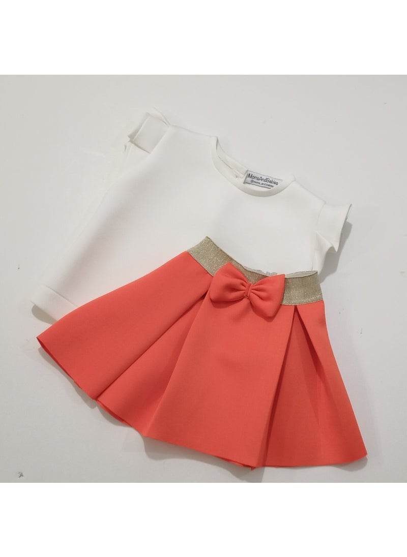 Moms And Babies Children's Blouse Skirt Set Children's Double Skirt Set Orange - Purple - White Diving Fabric 0 - 5 Years  - Image 4
