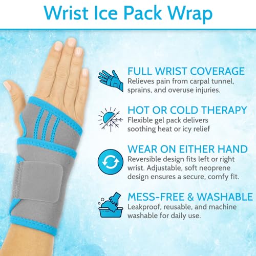 Arctic Flex Wrist Ice Pack Wrap - Refreezable Gel Compression Support - Flexible Hot & Cold Brace for Injuries, Rheumatoid, Tendinitis, Swelling & Carpal Tunnel - Reusable for Pain & Muscle Therapy - Image 2