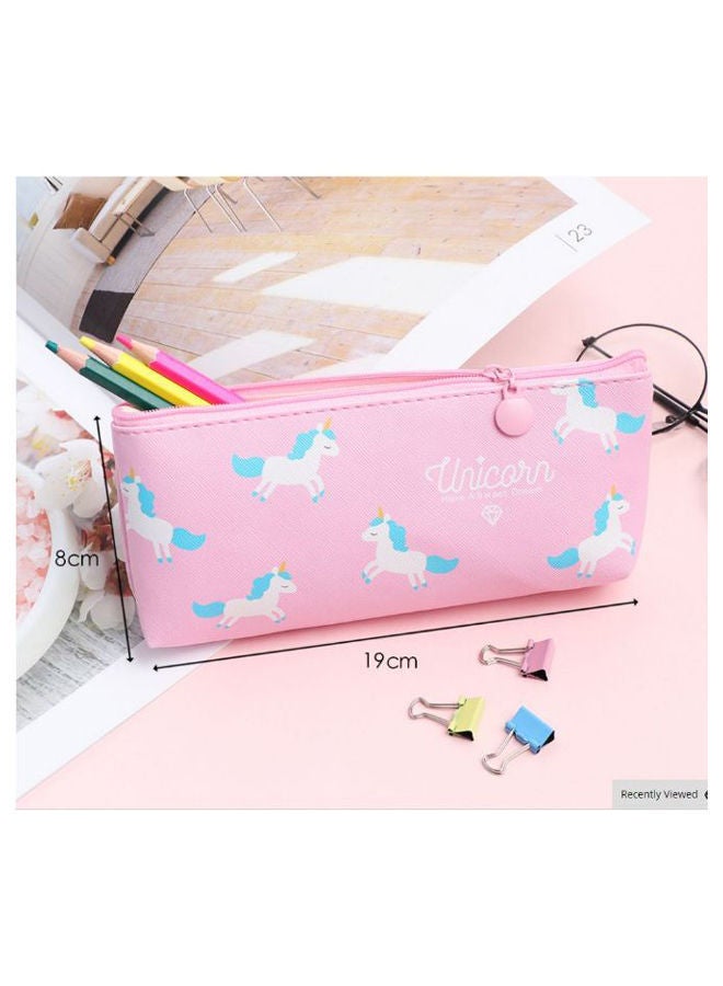 NIBEMINENT Unicorn Print Pencil Case Pink/White/Blue - Image 2