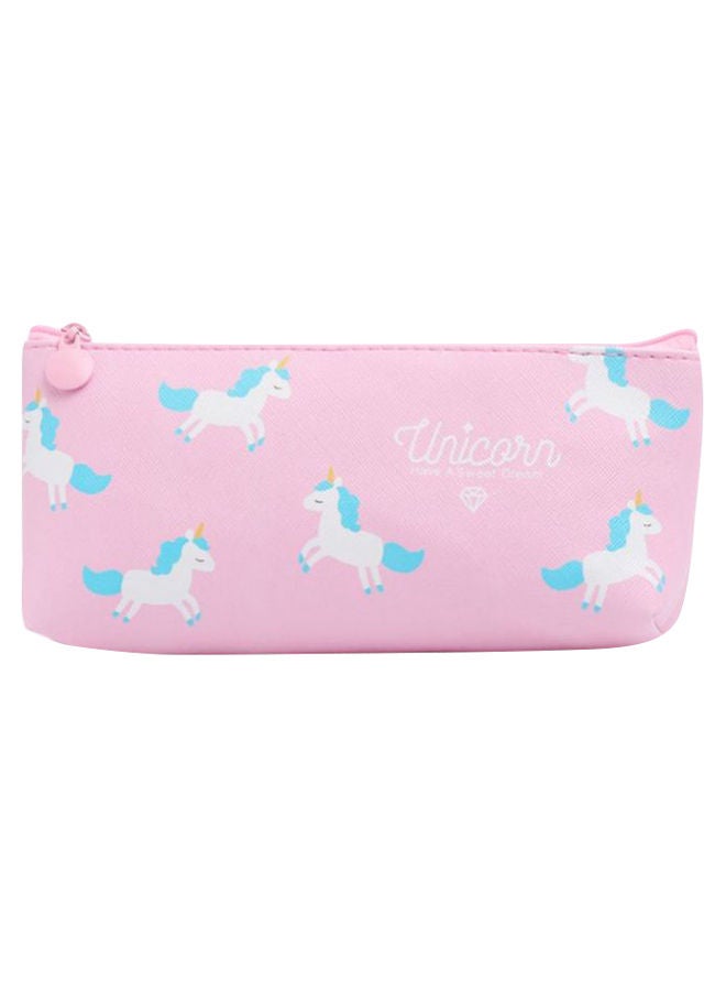 NIBEMINENT Unicorn Print Pencil Case Pink/White/Blue - Image 1