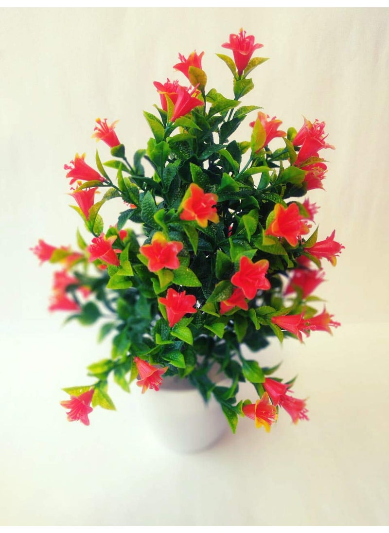 Generic Rudra Fancy Store Red Artificial Flower with Pot Flower vase for Home Decoration Flower Pot with Artificial Flowers Artificial Flower with Plastic Pot  - Image 3