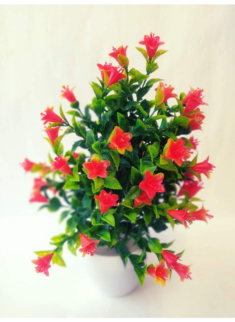 Generic Rudra Fancy Store Red Artificial Flower with Pot Flower vase for Home Decoration Flower Pot with Artificial Flowers Artificial Flower with Plastic Pot  - Image 1