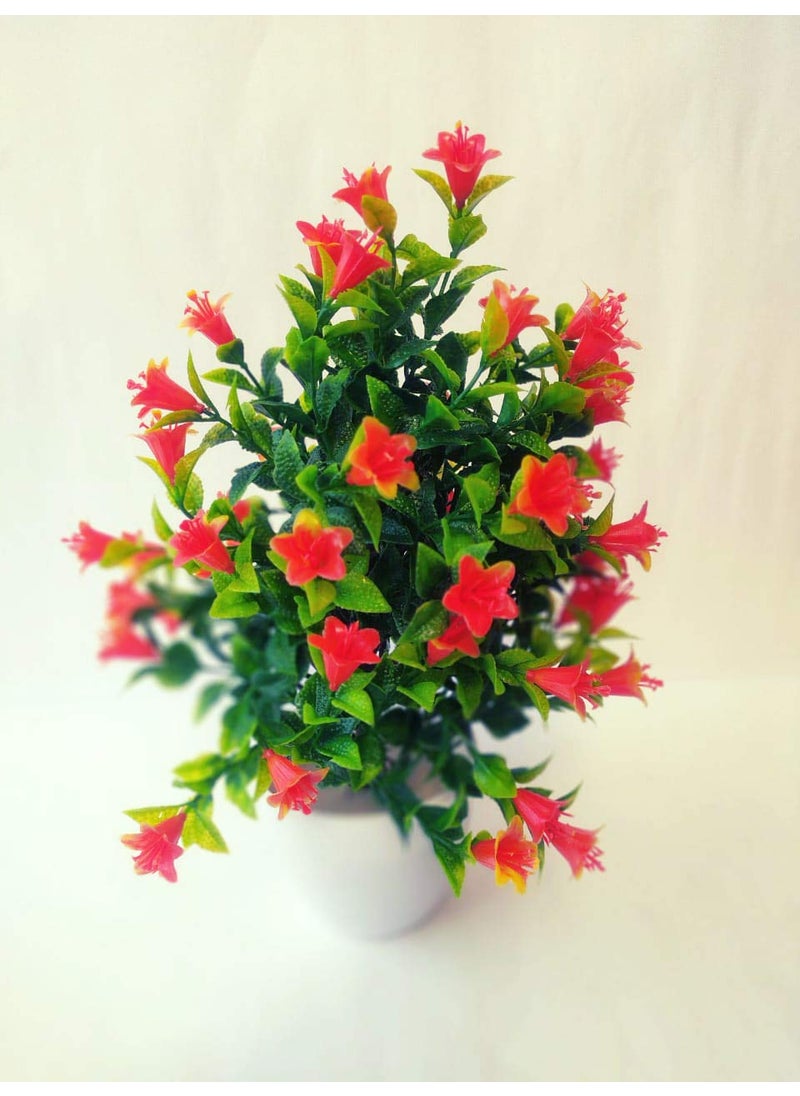 Generic Rudra Fancy Store Red Artificial Flower with Pot Flower vase for Home Decoration Flower Pot with Artificial Flowers Artificial Flower with Plastic Pot  - Image 2
