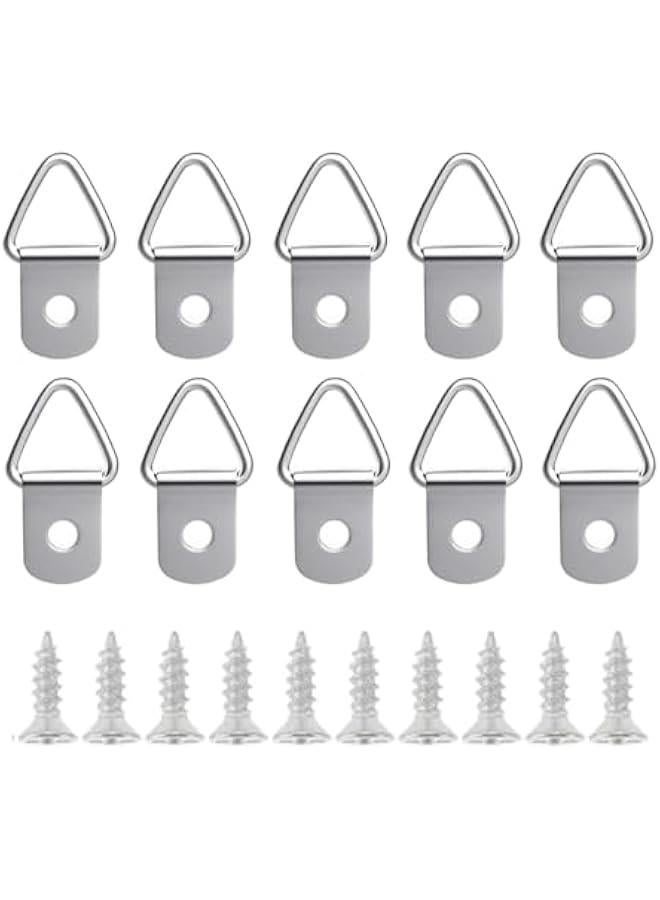 50 Sets Metal Picture Hangers with Screws, Small Triangle Ring Picture Hooks Kit for Hanging Plated Photo Frame Wire Wall Decor Art (Silver), ZAA240109  - Image 1