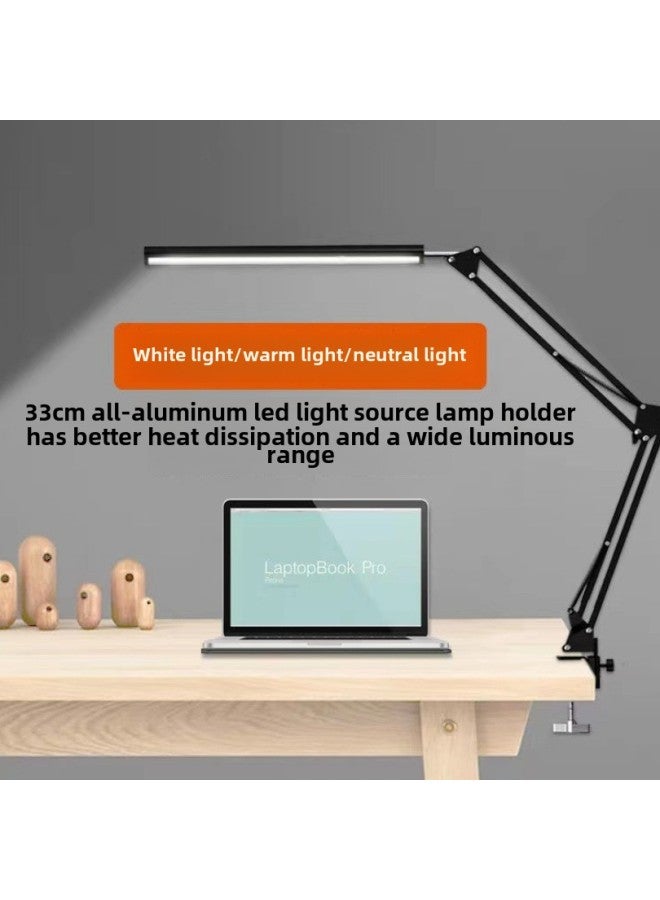 Long Arm Table Lamp One Word Learning Table Lamp Work Lamp Computer Lighting Lamp USB Lamp American Desktop Table Lamp Folding Lamp-Specifications:Black 5V (aluminum Fixing Clip)  - Image 2
