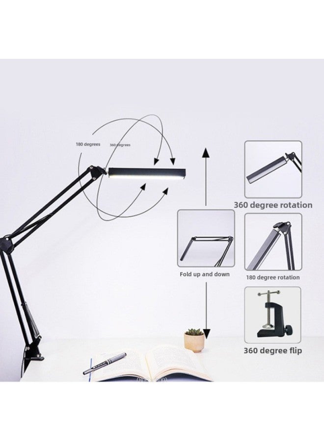 Long Arm Table Lamp One Word Learning Table Lamp Work Lamp Computer Lighting Lamp USB Lamp American Desktop Table Lamp Folding Lamp-Specifications:Black 5V (aluminum Fixing Clip)  - Image 4