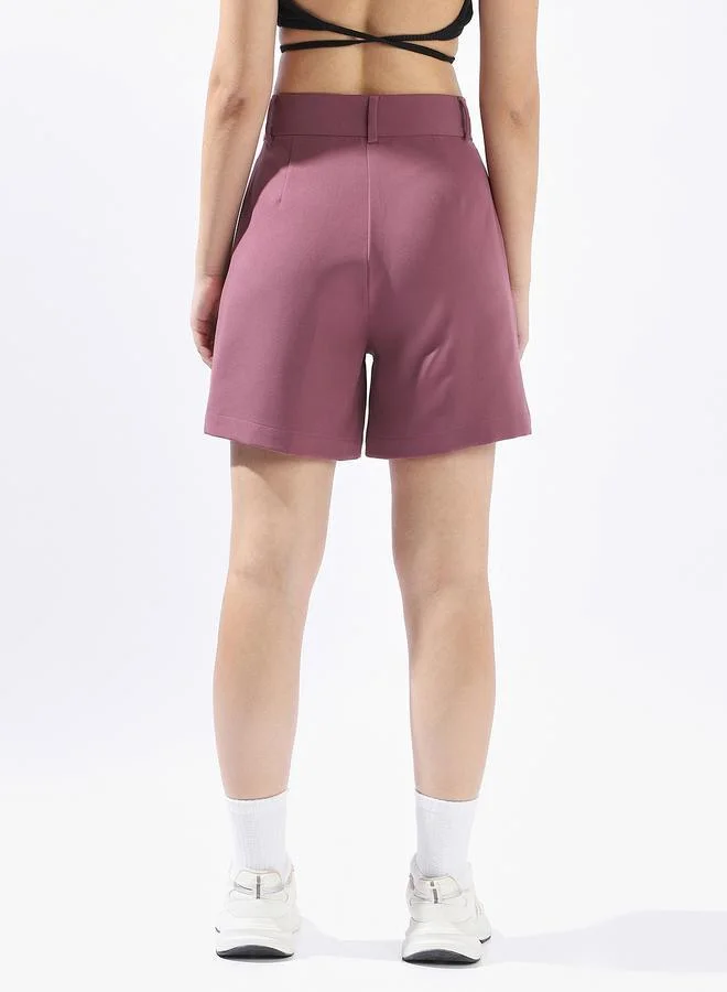 Hubberholme Onion Onion Tailored Shorts for Women Tailored Fit 91% Polyester 9% Spandex Button Closure for Women | Best Price UAE