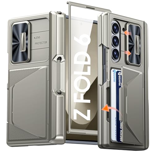 BSNRM for Samsung Galaxy Z Fold 6 Case with Card Holder RFID Blocking S Pen Holder Slide Camera Cover Hinge Protection FullBody Rugged Shockproof Wallet Case for Galaxy Z fold 6Titanium Gold - Image 1