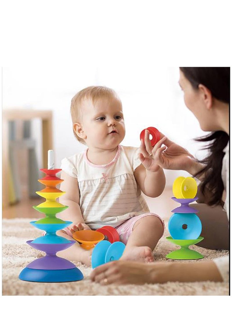 Excefore Stacking Toys for Toddlers 1-3 Educational Spinning Toys for Toddlers 1-3, Autism Sensory Toys Montessori Baby Stacking Toys - Image 3