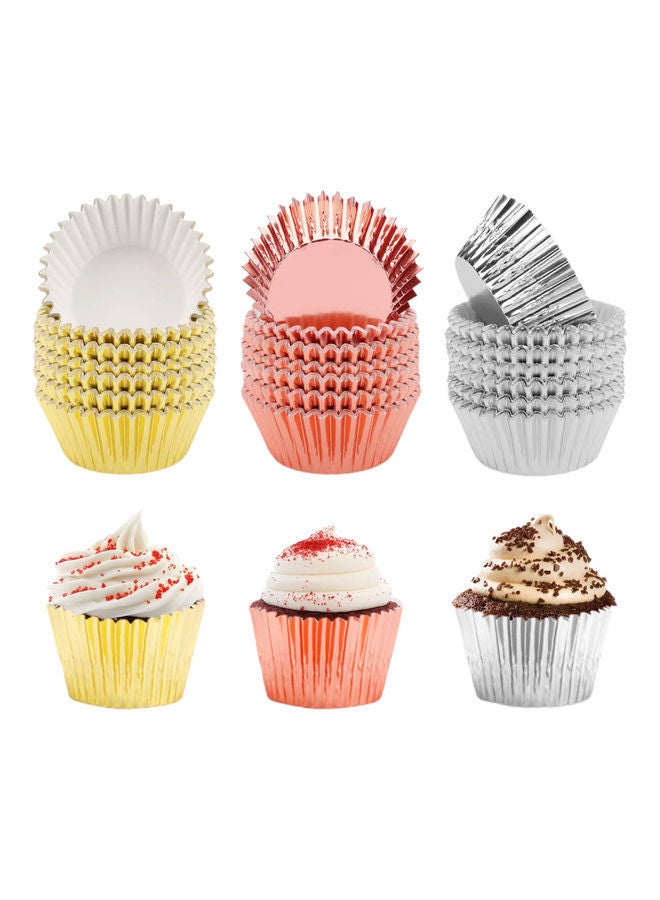 NIBEMINENT 100-Piece Grease-Proof Heat Resistant Aluminum Foil Cake Cup Set Rose Gold 7x7x5cm - Image 2
