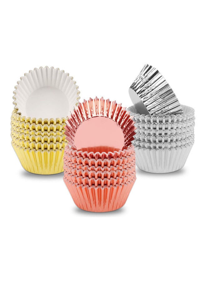 NIBEMINENT 100-Piece Grease-Proof Heat Resistant Aluminum Foil Cake Cup Set Rose Gold 7x7x5cm - Image 3