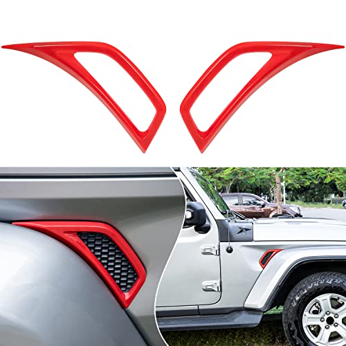 Bonbo 2PCS Exterior Accessories Wheel Eyebrow Side Air Conditioning Vent Outlet Cover Trim for Jeep Wrangler JL JLU Sports Sahara Freedom Rubicon Unlimited Gladiator JT 2018-2023 (Red) - Image 1