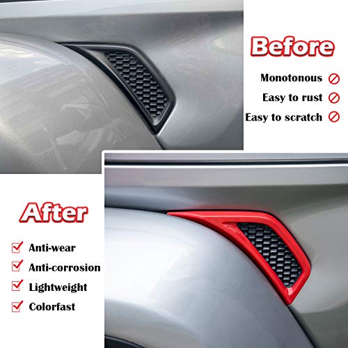 Bonbo 2PCS Exterior Accessories Wheel Eyebrow Side Air Conditioning Vent Outlet Cover Trim for Jeep Wrangler JL JLU Sports Sahara Freedom Rubicon Unlimited Gladiator JT 2018-2023 (Red) - Image 2