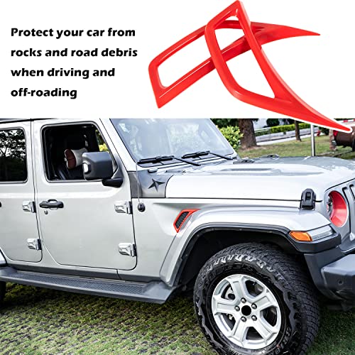 Bonbo 2PCS Exterior Accessories Wheel Eyebrow Side Air Conditioning Vent Outlet Cover Trim for Jeep Wrangler JL JLU Sports Sahara Freedom Rubicon Unlimited Gladiator JT 2018-2023 (Red) - Image 3